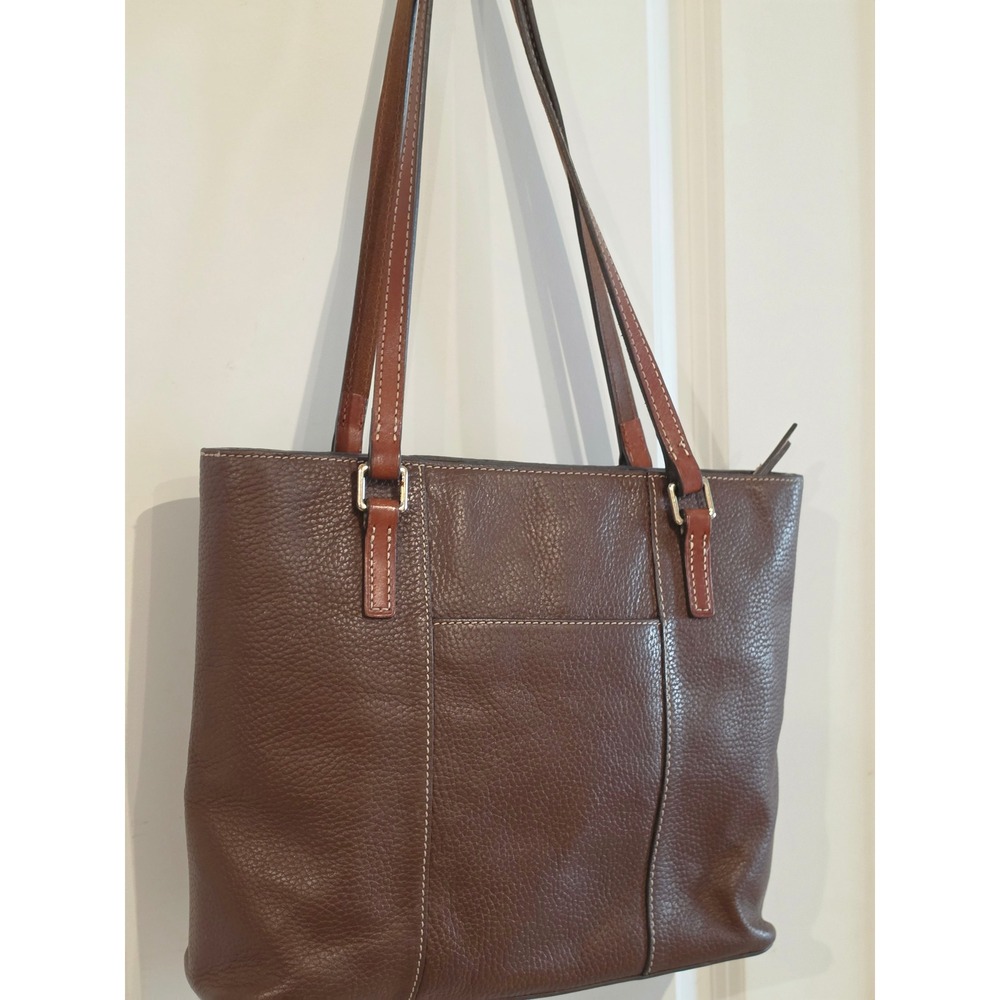 Dooney & Bourke Pebble Grain Leather Tote Bag Brown Shoulder Bag Zip Top - Picture 3 of 12